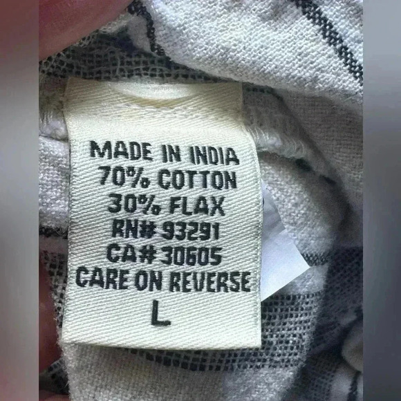 DYLAN Joshua Pants in Natural Stripe Flax Blend Size L - Picture 6 of 8